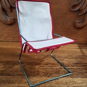 Vintage Doll Baby Bouncer Seat / Infant Doll Chair – Vinyl Sling – Metal Frame